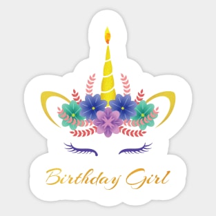 Birthday Girl Unicorn Birthday T-Shirt Sticker